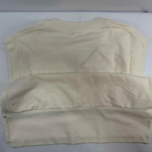 ATHLETA Retroterry V Neck Sweatshirt Size Medium Cream New Sleeveless GymWorkout - Picture 4 of 5